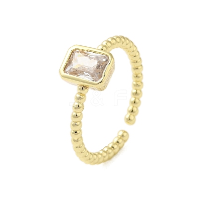 304 Stainless Steel Micro Pave Cubic Zirconia Cuff Rings for Women RJEW-U013-08G-1