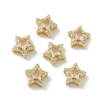 Brass Micro Pave Cubic Zirconia Slide Charms KK-D226-02G-08-1