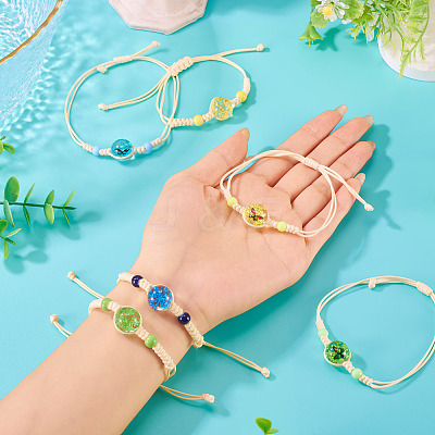 6Pcs 6 Styles Glass Bead Braided Bead Bracelets BJEW-TA0001-21-1