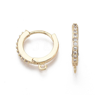Brass Micro Pave Cubic Zirconia Huggie Hoop Earring Findings KK-T063-013-NF-1