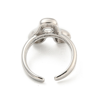 Brass Letter Open Cuff Rings for Women RJEW-G313-01A-P-1