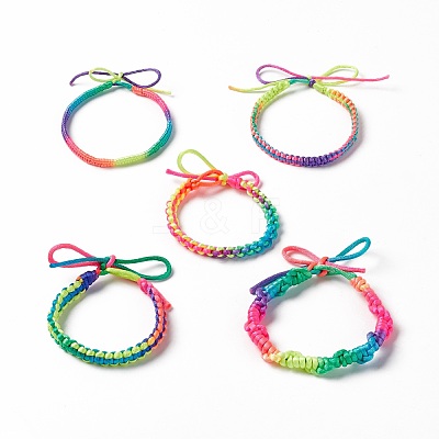 Colorful Polyester Braided Cord Bracelet BJEW-B065-05-1