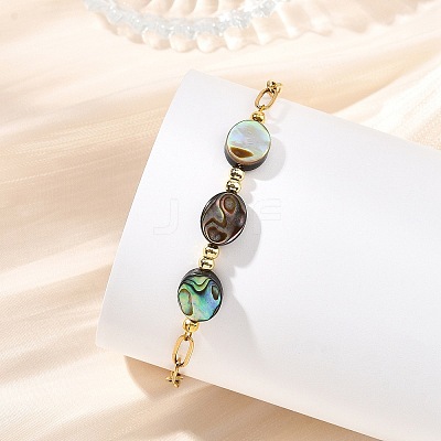 Abalone Shell/Paua Shell Beads Link Bracelets BJEW-JB13824-1