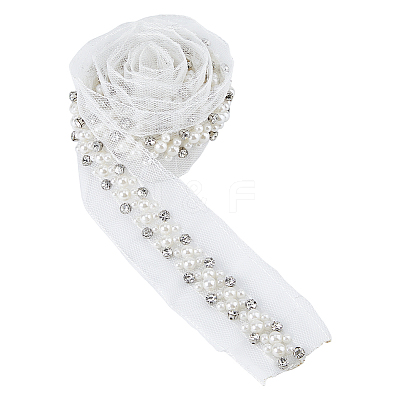 Resin with Rhinestone Gauze Ribbon OCOR-WH0078-140-1