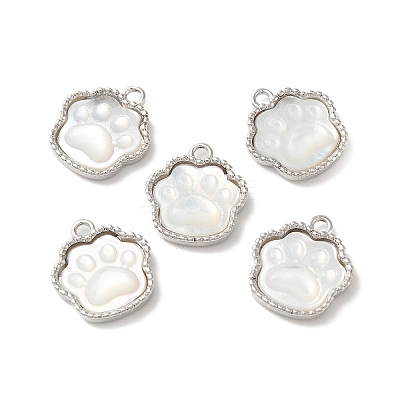 Natural White Shell Paw print Charms BSHE-Z003-10A-P-1