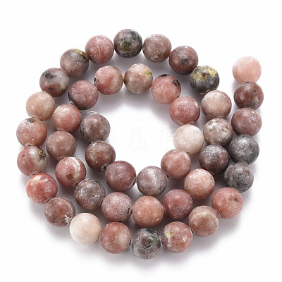 Round Natural Maible and Sesame Jasper/Kiwi Jasper Beads Strands G-S170-8mm-1