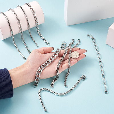 Unisex 304 Stainless Steel Chain Bracelets BJEW-TA0001-05P-1