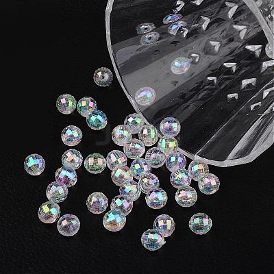 Faceted Eco-Friendly Transparent Acrylic Round Beads TACR-K001-8mm-22-1