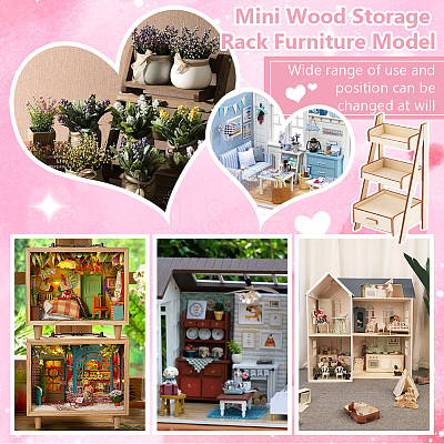 Mini Wood Storage Rack Furniture Model AJEW-WH0419-70-1