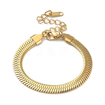 Ion Plating(IP) 304 Stainless Steel Herringbone Chain Bracelet for Men Women BJEW-E058-01E-G-1