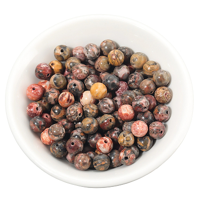 120Pcs Natural Leopard Skin Jasper Beads Strands G-PA0001-22A-1