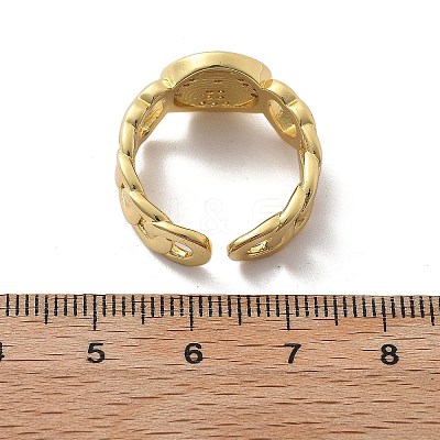 Brass Micro Pave Clear Cubic Zirconia Open Cuff Rings for Women RJEW-K289-02G-F-1