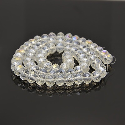 Electroplate Glass Rondelle Beads Strands GLAA-A024F-AB01-1