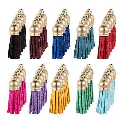 100Pcs 10 Colors Faux Suede Tassel Pendant Decorations FIND-LS0001-06LG-1