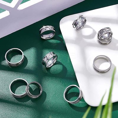 21Pcs 7 Size 201 Stainless Steel Grooved Finger Ring for Women RJEW-DC0001-08-1