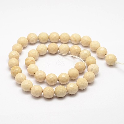 Natural Fossil Round Bead Strands G-O151-02-8mm-1
