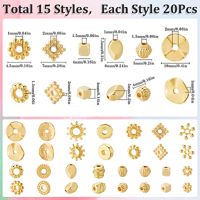 300Pcs 15 Styles Tibetan Style Alloy Beads Set FIND-SP0002-16A-1