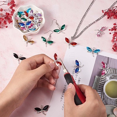 40Pcs 10 Colors Alloy Rhinestones Charms JX147A-1