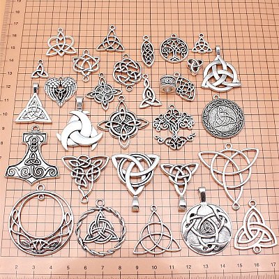 30Pcs Tibetan Style Alloy Pendants PW-WGCBDA4-01-1