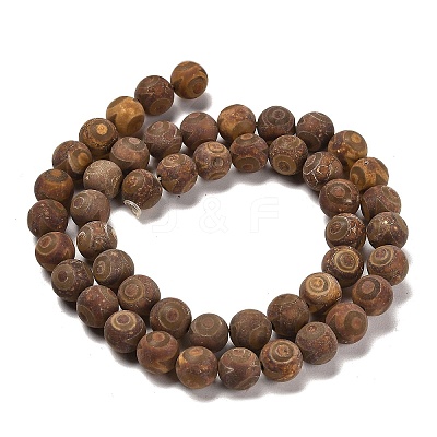 Natural Tibetan 3-Eye dZi Agate Beads Strands G-B079-C01-02-1