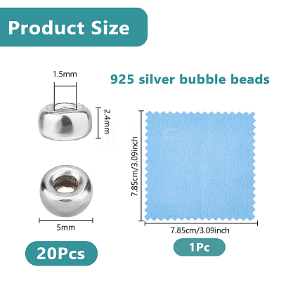 20Pcs Rondelle 925 Sterling Silver Spacer Beads STER-DC0001-70-1