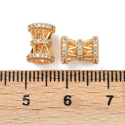 Brass Micro Pave Clear Cubic Zirconia European Beads KK-F906-22G-1