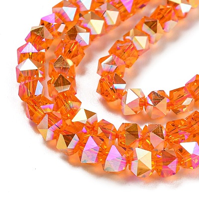 Electroplate Glass Beads Strands GLAA-Q105-02O-1