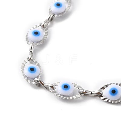Evil Eye Plastic Link Chain Necklace NJEW-H169-03P-01-1