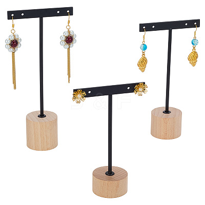 3 Sets 3 Styles Iron T Bar Earring Display Stands EDIS-FG0001-73B-1
