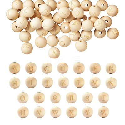 104Pcs 26 Style Unfinished Natural Wood European Beads WOOD-LS0001-03-1