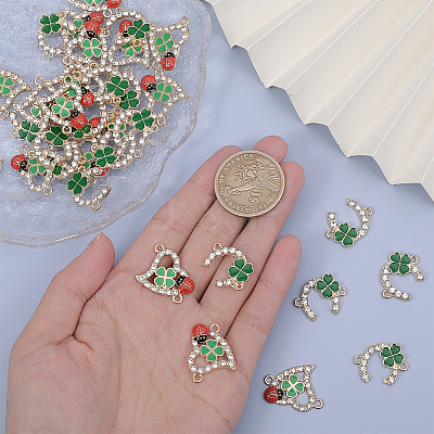 36Pcs 2 Styles Alloy Crystal Rhinestone Connector Charms FIND-CA0006-80-1