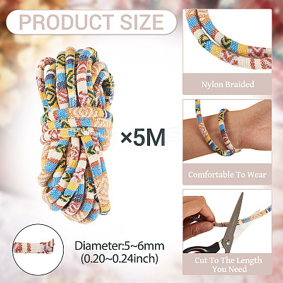 5M Ethnic Style Nylon Braided Round Cords OCOR-TA0003-21E-1