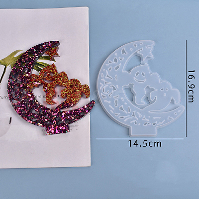 Halloween DIY Crescent Ghost Silicone Molds DIY-I034-03-1