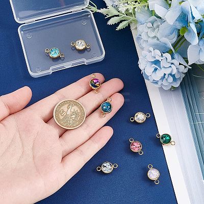 9Pcs 9 Colors K9 Glass Connector Charms GLAA-UN0001-09-1