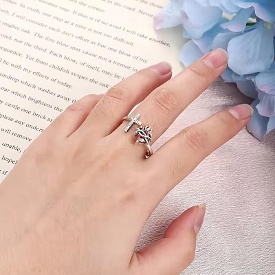 Adjustable Zinc Alloy and Rhinestone Cuff Open Rings FS-WG77EFF-01-1