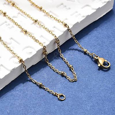304 Stainless Steel Cable Chain Necklaces NJEW-P147-06G-1