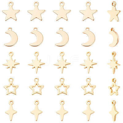 40Pcs 5 Styles Brass Pendants KK-BBC0028-62-1