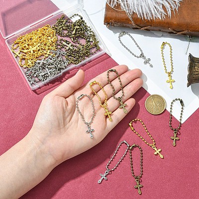 60Pcs 3 Colors Alloy Cross Pendant Decoration HJEW-YW00042-1