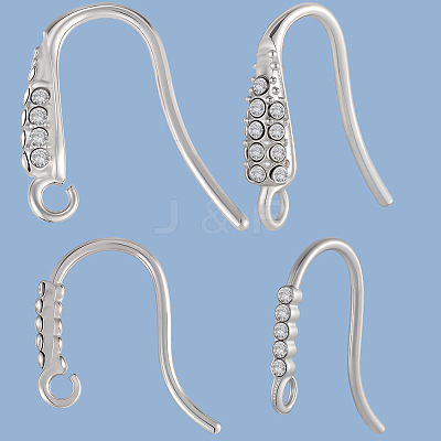 20Pcs 2 Styles 304 Stainless Steel Rhinestone Earring Hooks STAS-BBC0007-16A-1