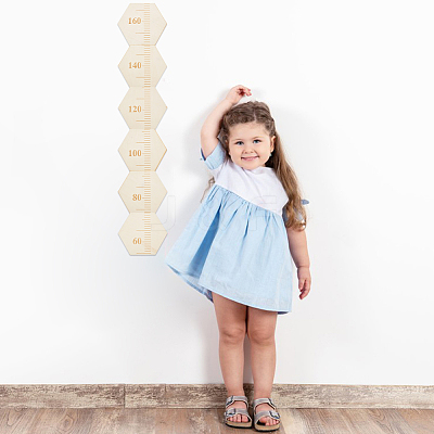 Hexagon Wood Measuring Growth Chart Rulers TOOL-WH0136-124A-1