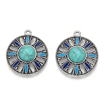 Synthetic Turquoise Pendants PALLOY-TAC0044-52AS-1