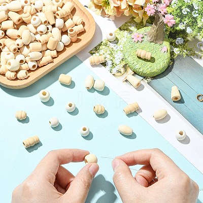 700 Pcs 7 Styles Unfinished Wood Beads WOOD-CJ0002-65-1