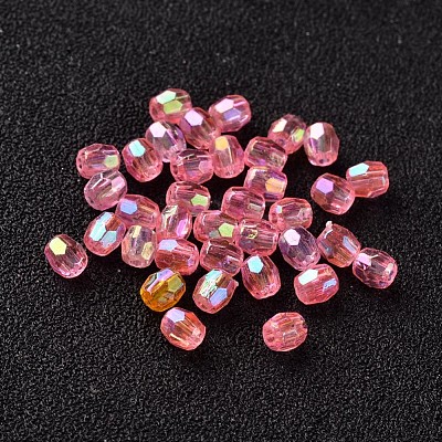 AB Color Plated Eco-Friendly Transparent Acrylic Barrel Beads TACR-L002-4mm-02-1