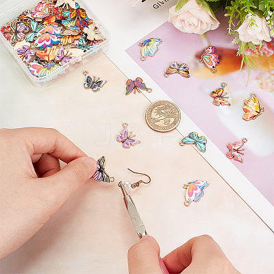48Pcs 12 Style Alloy Enamel Printed Pendants ENAM-OC0001-10-1
