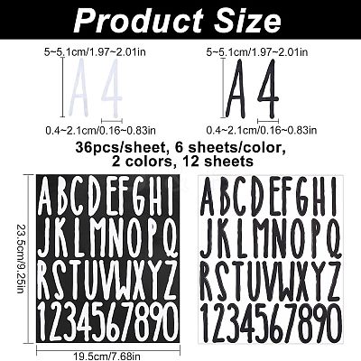 12 Sheets 2 Colors PVC Self-adhesive Label Stickers DIY-HY0001-01-1