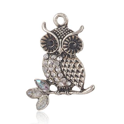 Alloy Rhinestone Bird Pendants RB-J246-10AS-1