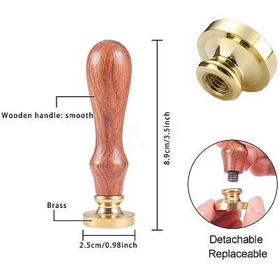 Brass Wax Seal Stamp AJEW-CP0002-05-90-05-1