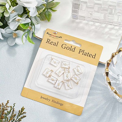 10Pcs Rack Plating Brass Enamel Pendants KK-BBC0020-60G-01-1