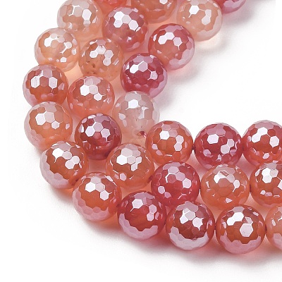 Electroplated Natural Agate Beads Strands G-B191-A07-10mm-15-1
