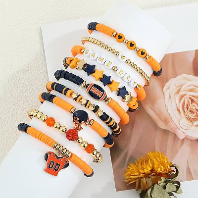 1 Set Handmade Polymer Clay Heishi Beads Stretch Bracelets Set BJEW-SZ0002-67A-01-1